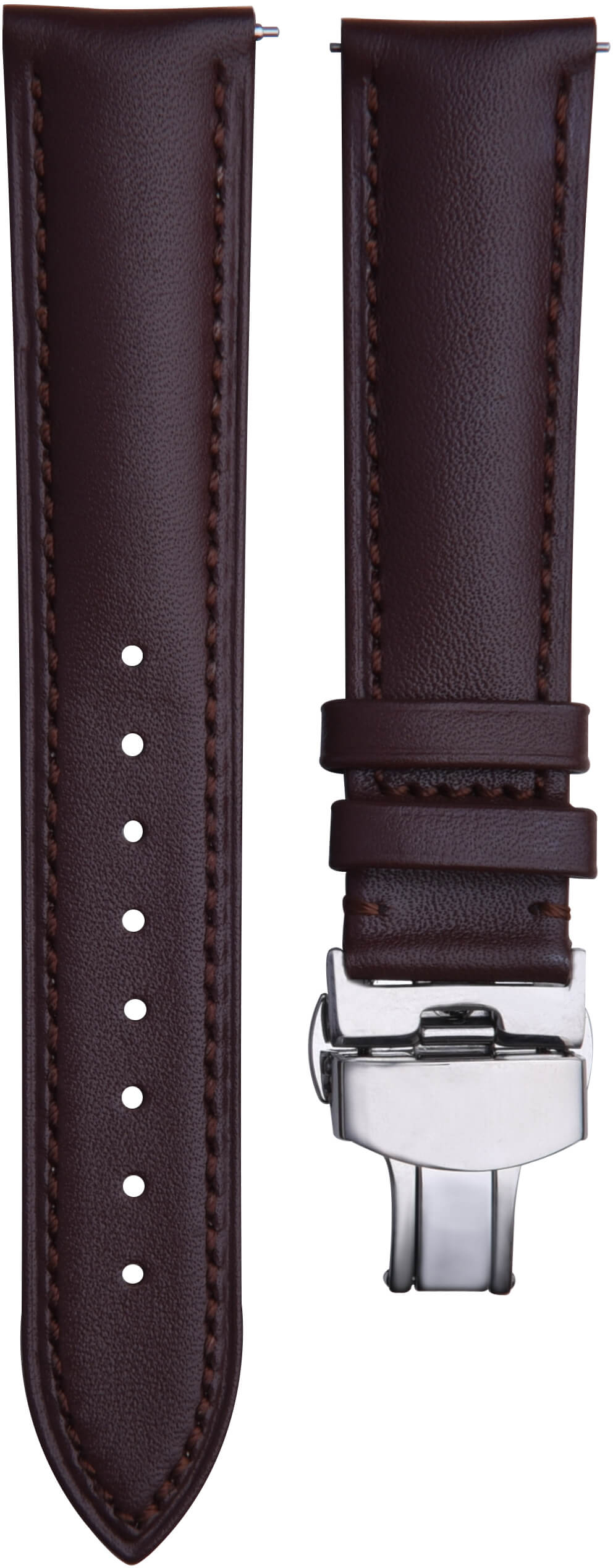 4wrist Kožený elegantní řemínek - Hnědý se stříbrnou sponou 20 mm