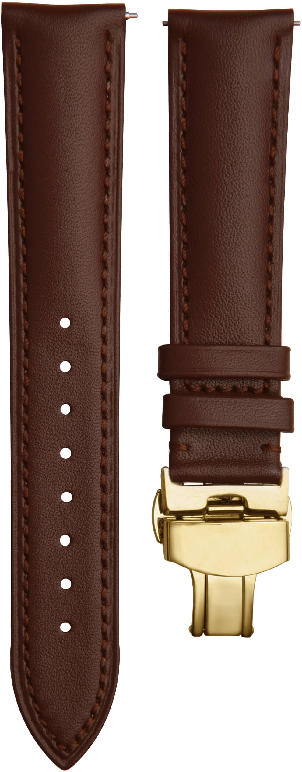4wrist Kožený elegantní řemínek - Hnědý se zlacenou sponou 20 mm