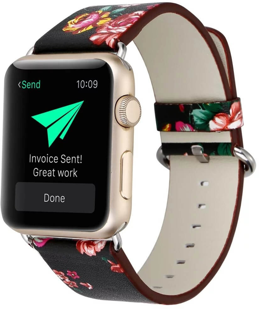 4wrist Kožený řemínek pro Apple Watch s motivem květin 38/40 mm