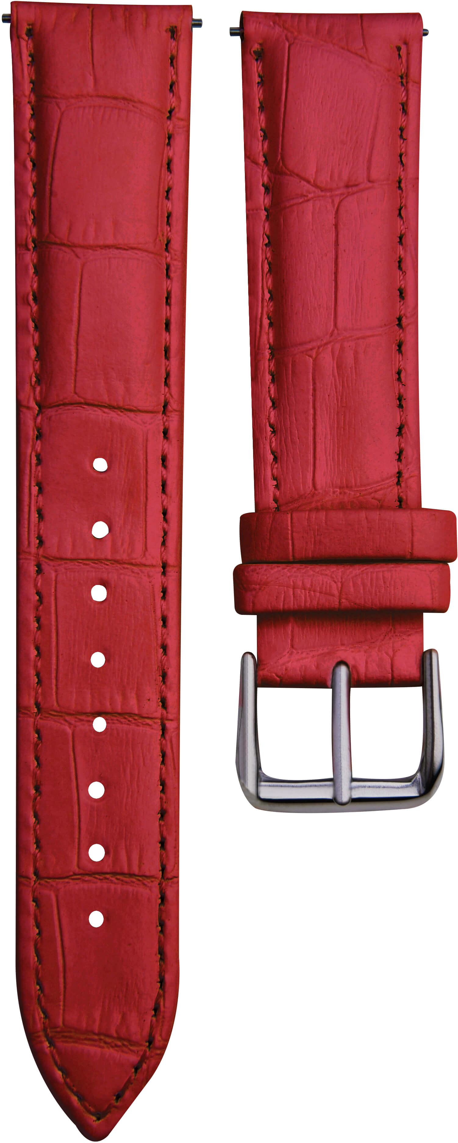 4wrist Kožený řemínek s krokodýlím vzorem - Červený 16 mm