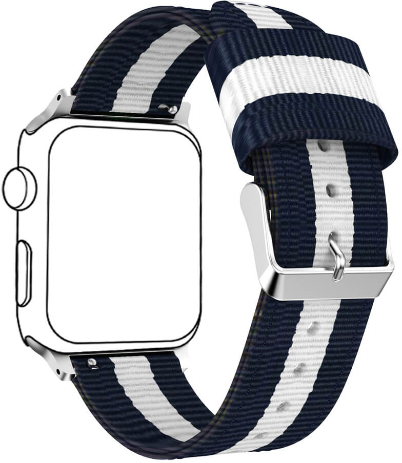 4wrist NATO řemínek pro Apple Watch - Modrá/Bílá 38/40 mm