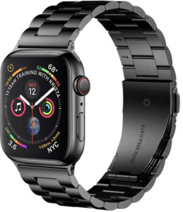 4wrist Ocelov&yacute; tah pro Apple Watch - Čern&yacute; 42/44 mm