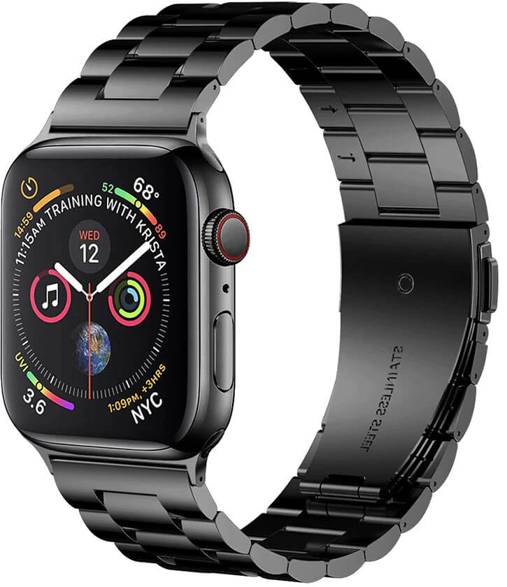 4wrist Ocelový tah pro Apple Watch - Černý 42/44 mm