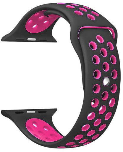 4wrist Silikonový řemínek pro Apple Watch - Černá/Růžová 42/44 mm