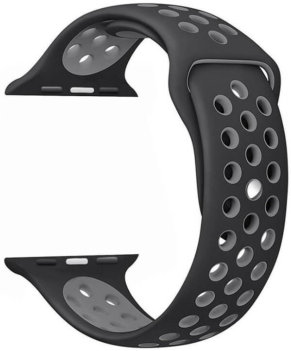 4wrist Silikonový řemínek pro Apple Watch - Černá/Šedá 38/40 mm