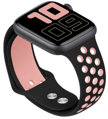 4wrist Silikonový řemínek pro Apple Watch - Černá/Světle růžová 38/40 mm