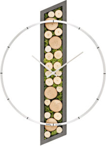 AMS Design Nástěnné hodiny s dřevem a přírodním mechem 9607