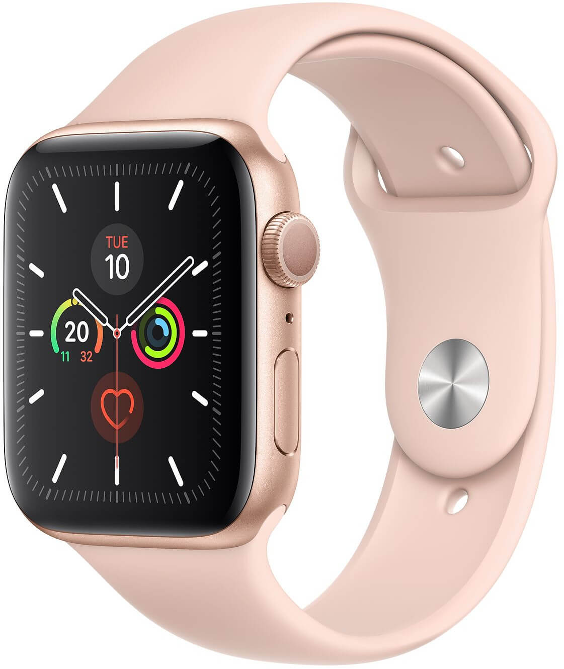 Apple Watch Series 5 44mm zlatý hliník s pískově růžovým sportovním řemínkem