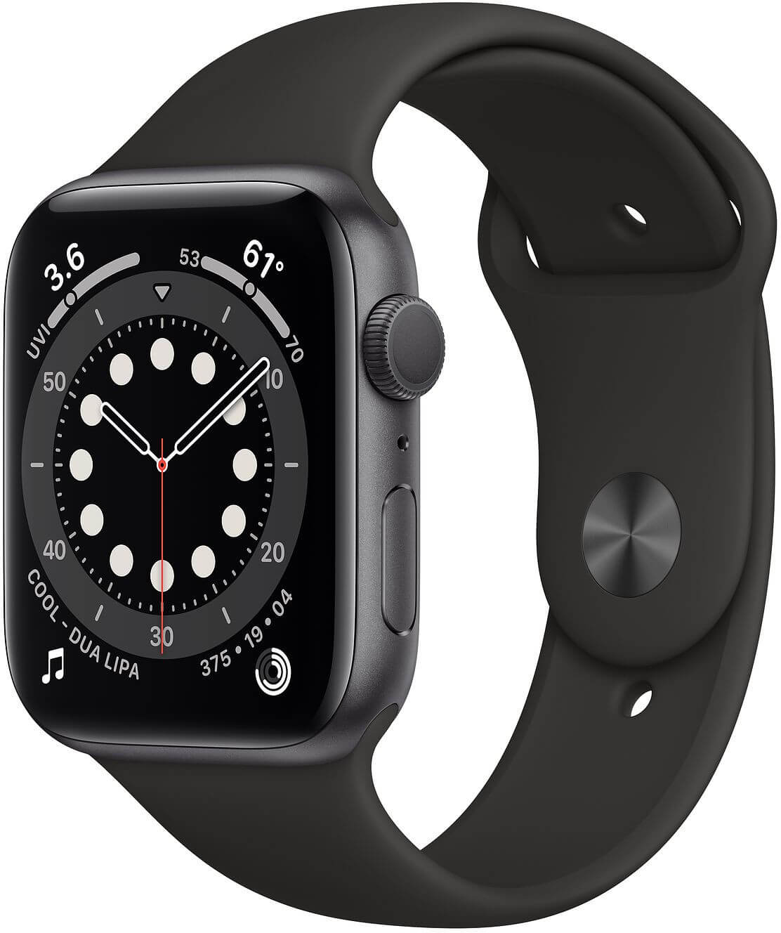 Apple Watch Series 6 44mm vesmírně šedý hliník s černým sportovním řemínkem