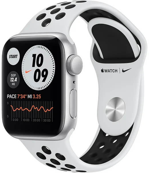Apple Watch Series Nike SE 44mm stříbrný hliník s platinovým/černým sportovním řemínkem