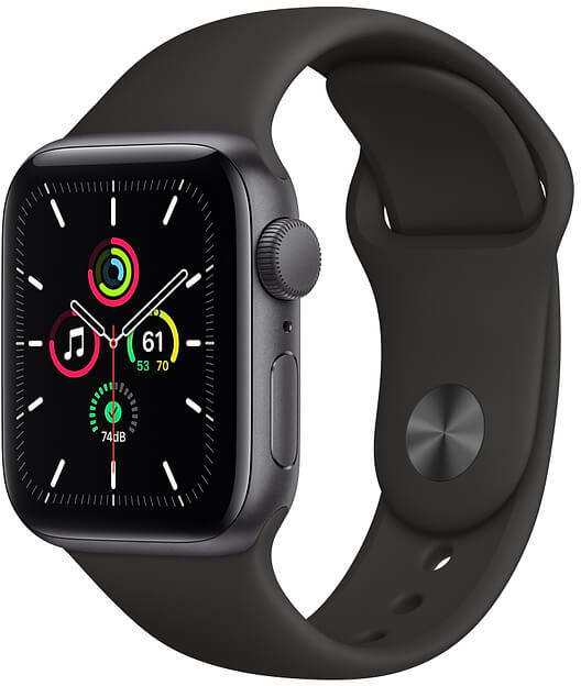 Apple Watch Series SE 44mm vesmírně šedý hliník s černým sportovním řemínkem