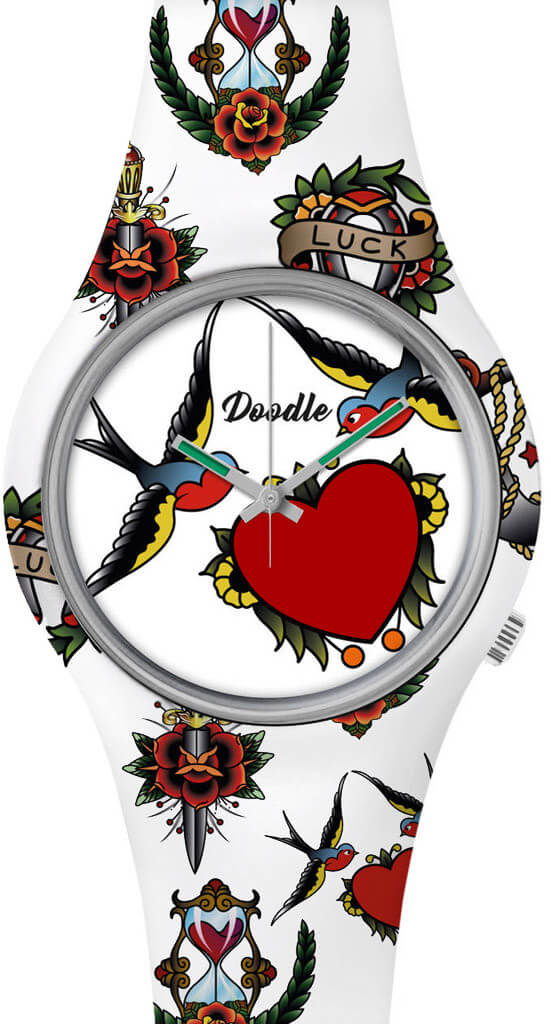 Doodle Tattoo Mood Swallows and Hearts DOTA002