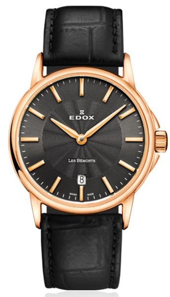 EDOX Les Bémonts Slim Line Date Quartz 57001-37R-GIR