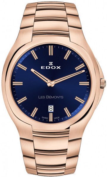 EDOX Les Bémonts Ultra Slim Date Quartz 56003-37R-BUIIR