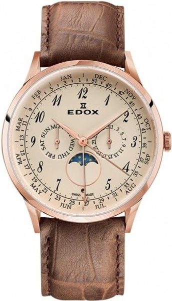EDOX Les Vauberts Moonphase 40101-37RC-BEBR