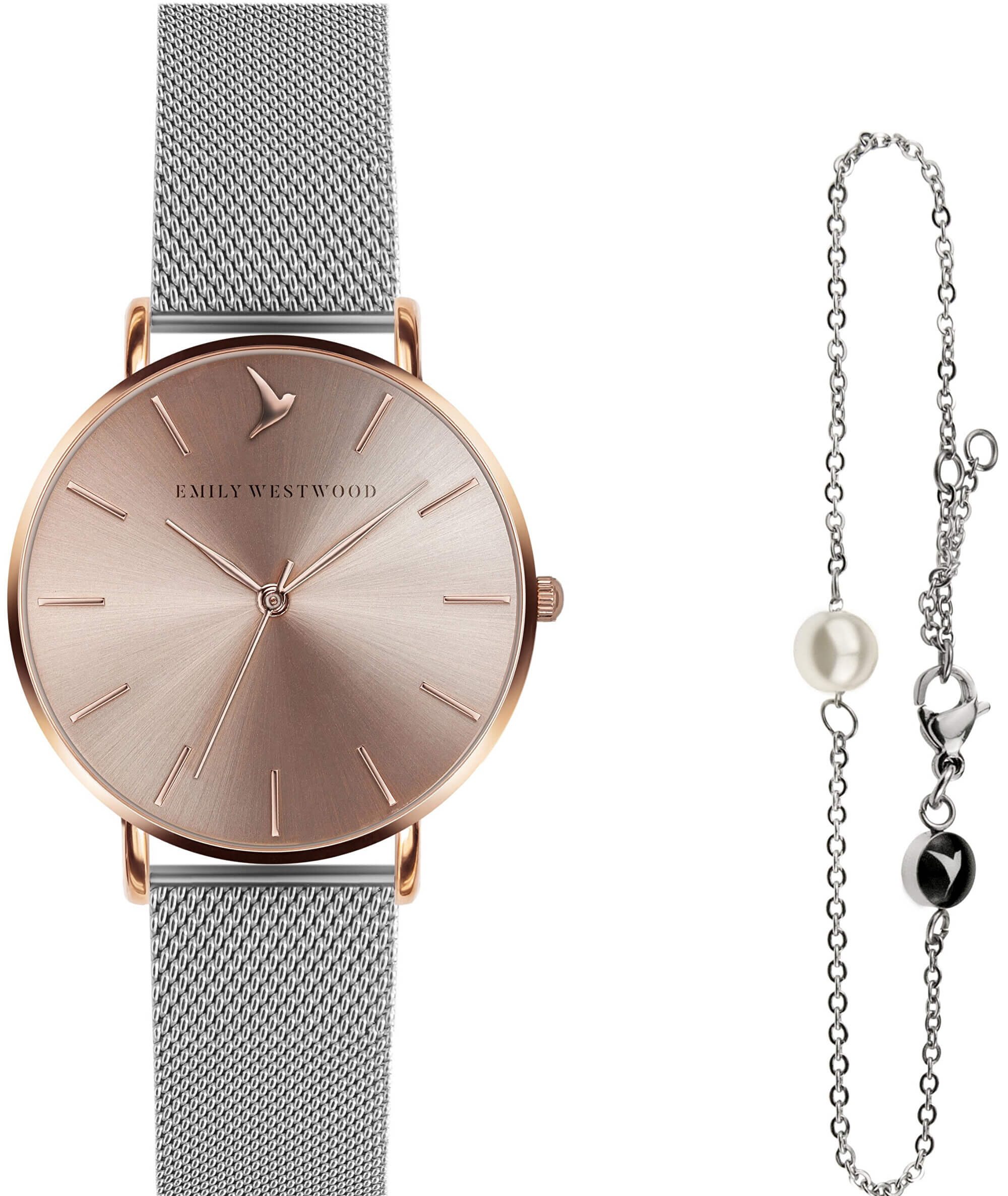 Emily Westwood Sunray Silver Mesh & Mini Pearl Bracelet EWS010