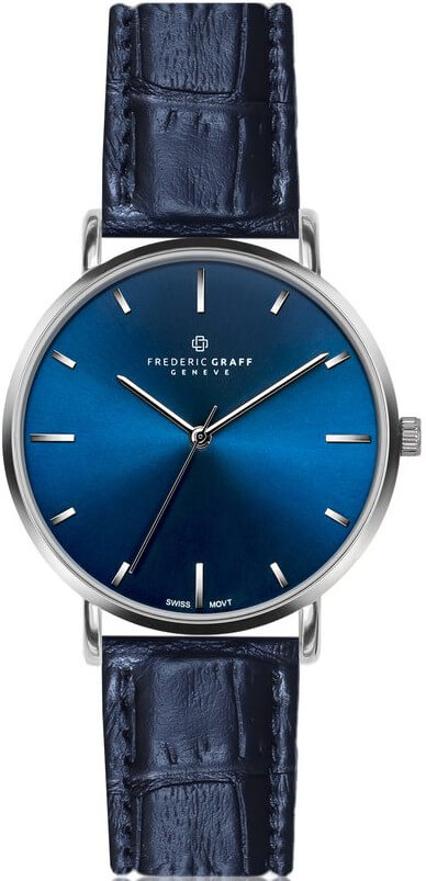 Frederic Graff Silver Mont Fort Croco Blue Leather FBJ-B038S