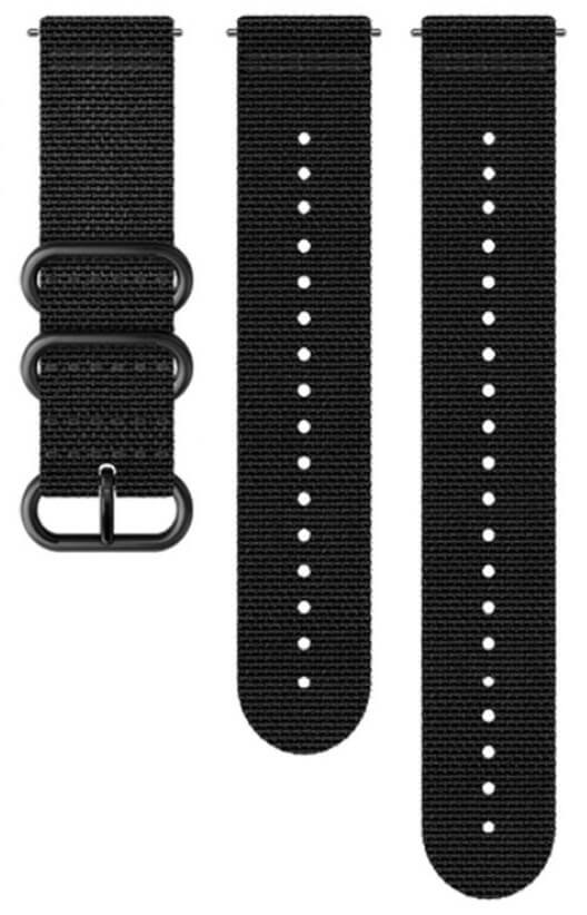 Suunto Textilní řemínek 24MM Explore 2 - Velikost M+L černý se stříbrnou sponou