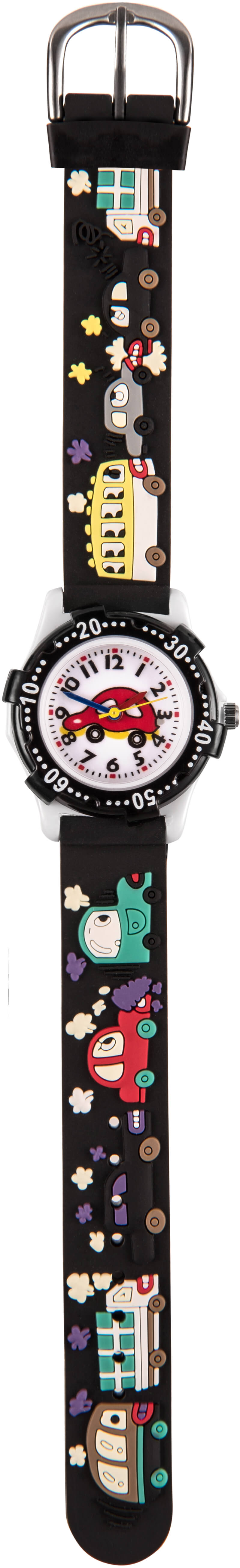 WeTime Dětské hodinky s motivem aut - černé