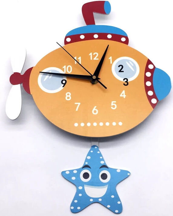 WeTime Nástěnné dřevěné hodiny - Ponorka