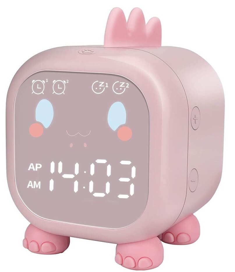 WeTime Stolní digitální hodiny - Růžový Dinosaurus - SLEVA