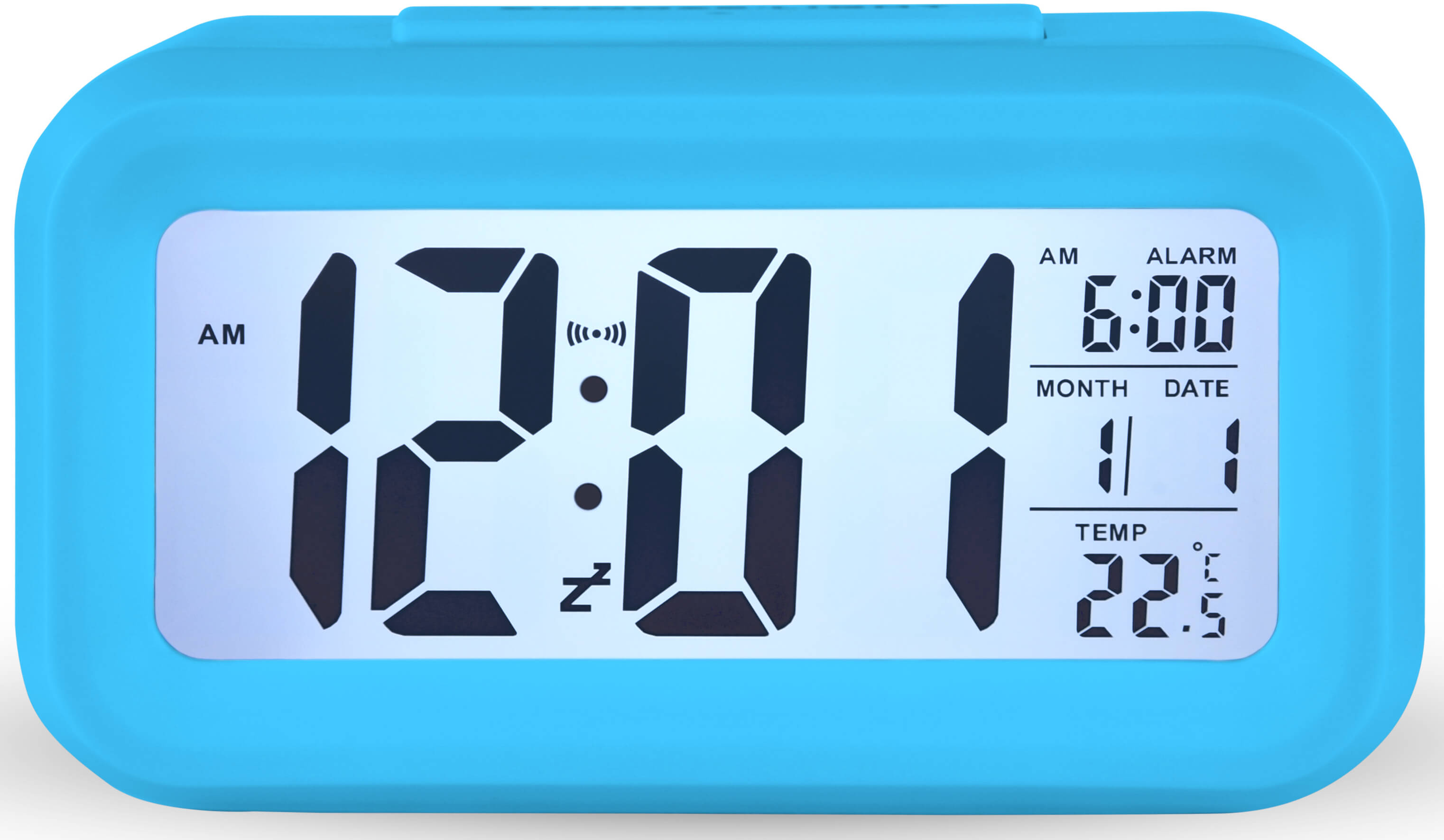 WeTime Stolní digitální hodiny s budíkem - modré